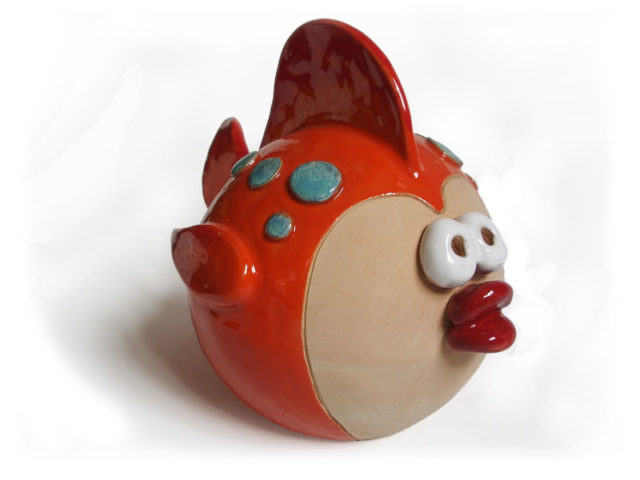 Campanella in ceramica, pesce colorato