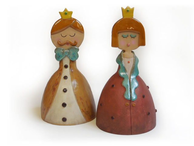 Campanella da favola, Re e Regina in ceramica realizzata a mano dal Laboratorio ArtiBus di Vasto