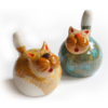 Gatto - Campanelle a cono in ceramica realizzate e dipinte a mano dal laboratorio ArtiBus di Vasto