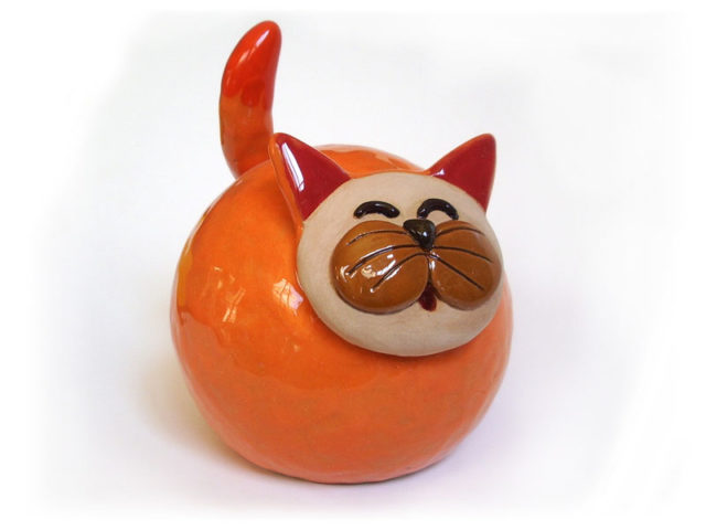 Gatto - Campanelle a cono in ceramica realizzate e dipinte a mano dal laboratorio ArtiBus di Vasto
